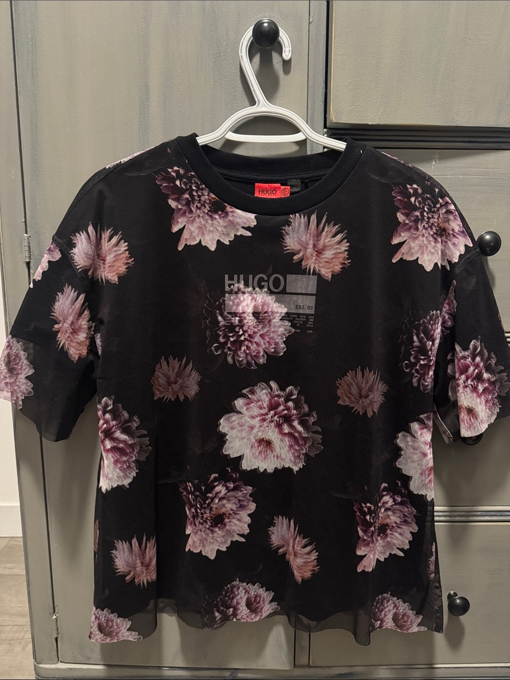 Hugo Boss Black Tee with Pink Floral Print